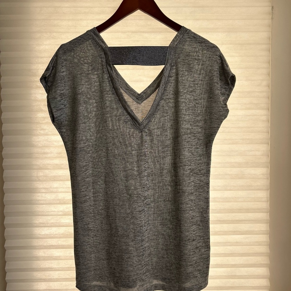 Stella & Dot Heather Gray V-Back Tee